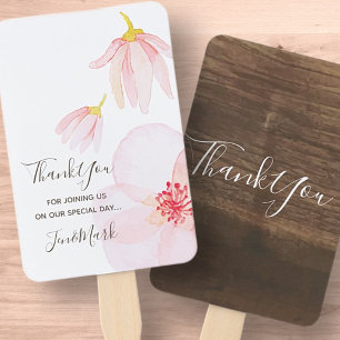 花を水彩でモノグラム。春の結婚式パーティー ハンドファン