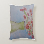 花を淡い緑の花瓶 アクセントクッション (正面(垂直))