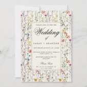 花を添えたウェディングエレガントな植物の境界線ヴィンテージ 招待状 (正面)