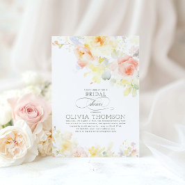 花を添えたエレガントでロマンチックなサマー ブライダル シャワー 招待状