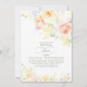 花を添えたエレガントでロマンチックなサマー ブライダル シャワー 招待状 (正面)
