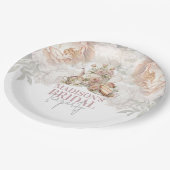 花を添えたエレガントなティーパーティーのウェディング ペーパープレート (アングル)