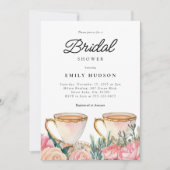 花を添えたエレガントなティーパーティー ウェディングシャワーの招待状 招待状 (正面)