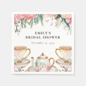 花を添えたエレガントなティーパーティー ブライダルシャワー スタンダードカクテルナプキン (正面)