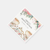 花を添えたエレガントなティーパーティー ブライダルシャワー スタンダードカクテルナプキン (角)