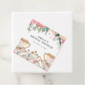 花を添えたエレガントなティーパーティー ブライダルシャワー フェイバータグ (インサイチュ)