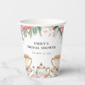 花を添えたエレガントなティーパーティー ブライダルシャワー 紙コップ (正面)