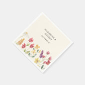 花を添えたエレガントなボヘミアンスタイルのサマーウェディング スタンダードカクテルナプキン (角)