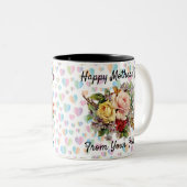 花を添えたエレガントな母の日デザイン ツートーンマグカップ (正面右)