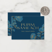 花を添えたシャルロチ・マノートのプーリム・サメアフ ノートカード (正面/裏面インサイチュ)