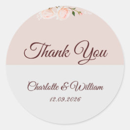 花を添えたソフトな紫とグレーのエフェクト ラウンドシール