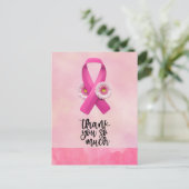 花を添えたピンクリボン乳がん啓発 ポストカード (スタンド正面)