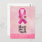 花を添えたピンクリボン乳がん啓発 ポストカード (正面/裏面)