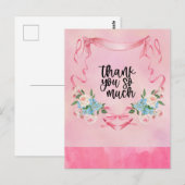 花を添えたピンクリボン　乳がん啓発 ポストカード (正面/裏面)