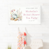 花を添えたブライダルシャワーティーパーティー歓迎 横断幕 (インサイチュ)