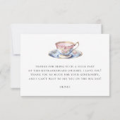 花を添えたブライダルシャワーティーパーティー | ロマンチックなローズ サンキューカード (裏面)