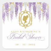 花を添えたヴィンテージ ブライダルシャワー スクエアシール (正面)