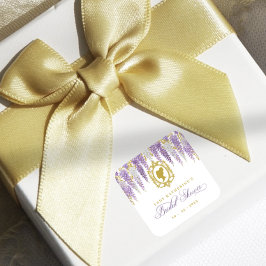 花を添えたヴィンテージ ブライダルシャワー スクエアシール