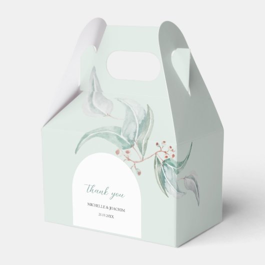 花を添えた優雅なユーカリの水彩画アート フェイバーボックス (正面サイド)