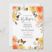花を添えた優雅な ブライダルシャワーの案内状 招待状 (正面)