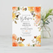 花を添えた優雅な ブライダルシャワーの案内状 招待状 (スタンド正面)