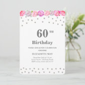 花を添えた40歳・60歳の誕生日 ダイヤモンド 招待状 (スタンド正面)