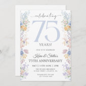 花を添えた75周年招待状(写真付き) 招待状 (正面/裏面)