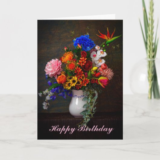 花を生けたピッチャーの静物カード カード (正面)