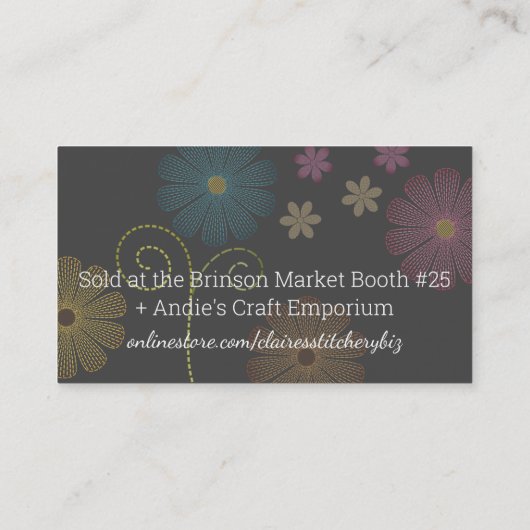 花を縫カスタムうカラー刺繍裁縫 名刺 (裏面)