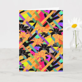 花を織り交ぜた折り紙のグリーティングカード カード