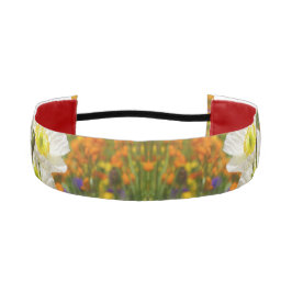 花を育てる白のまわりにいケシ アスレチックヘッドバンド
