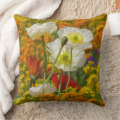 花を育てる白のまわりにいケシ クッション (ブランケット)