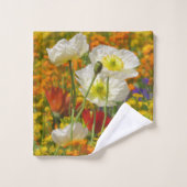 花を育てる白のまわりにいケシ  バスタオルセット (ウォッシュタオル)