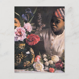 花を花瓶に植えるアフリカ人女性 ポストカード