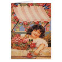 花を販売しているビクトリアンな女の子