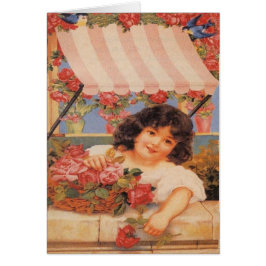 花を販売しているビクトリアンな女の子