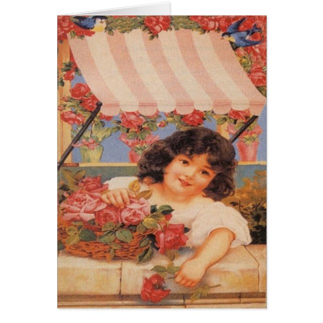 花を販売しているビクトリアンな女の子 (正面)