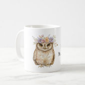 花を身に着けたフクロウ コーヒーマグカップ (正面左)