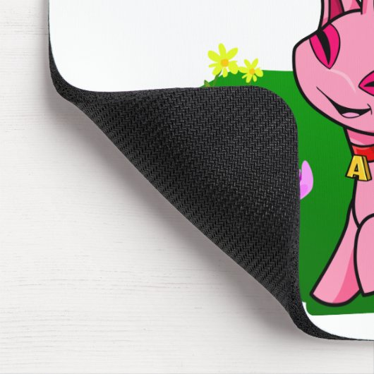 花を通した意気揚々と歩くピンクのAisha マウスパッド (コーナー)