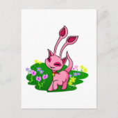 花を通してピンクのアイシャを突く ポストカード (正面)