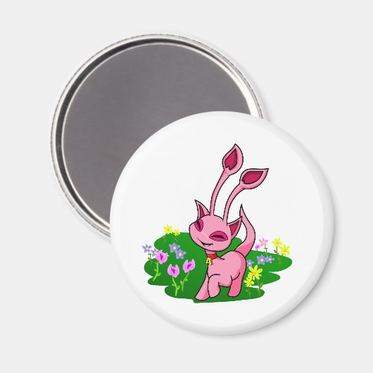 花を通してピンクのアイシャを突く マグネット (正面/裏面)