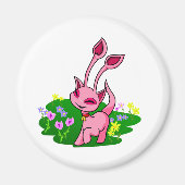 花を通してピンクのアイシャを突く マグネット (正面)