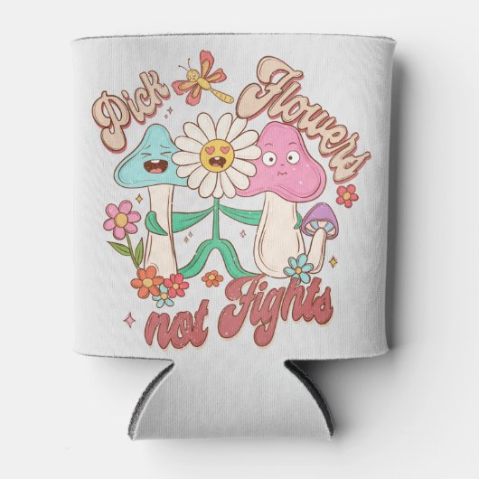 花を選び、戦わない | キノコとフローラ 缶クーラー (正面)