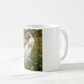 花を集める女性 コーヒーマグカップ (正面右)