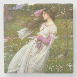花を集める女性 ストーンコースター