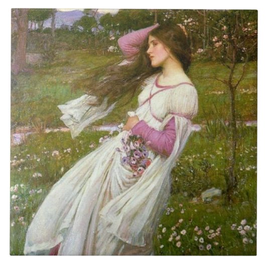 花を集める女性 タイル (正面)