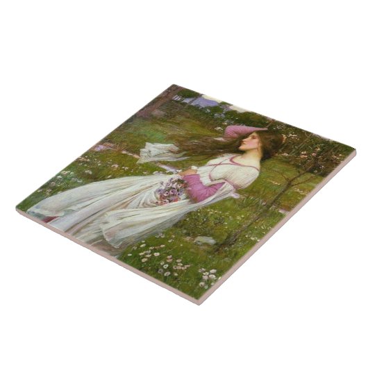 花を集める女性 タイル (側面)