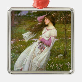 花を集める女性 メタルオーナメント