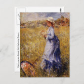 花を集める少女byルノアール ポストカード (正面/裏面)