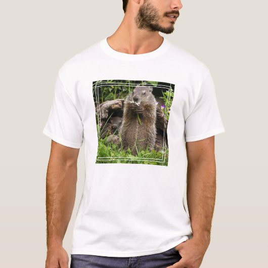 花を食べるグラウンドホッグ Tシャツ (正面)
